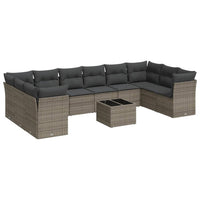 Set Divani da Giardino 11 pz con Cuscini in Polyrattan Grigio 3218210