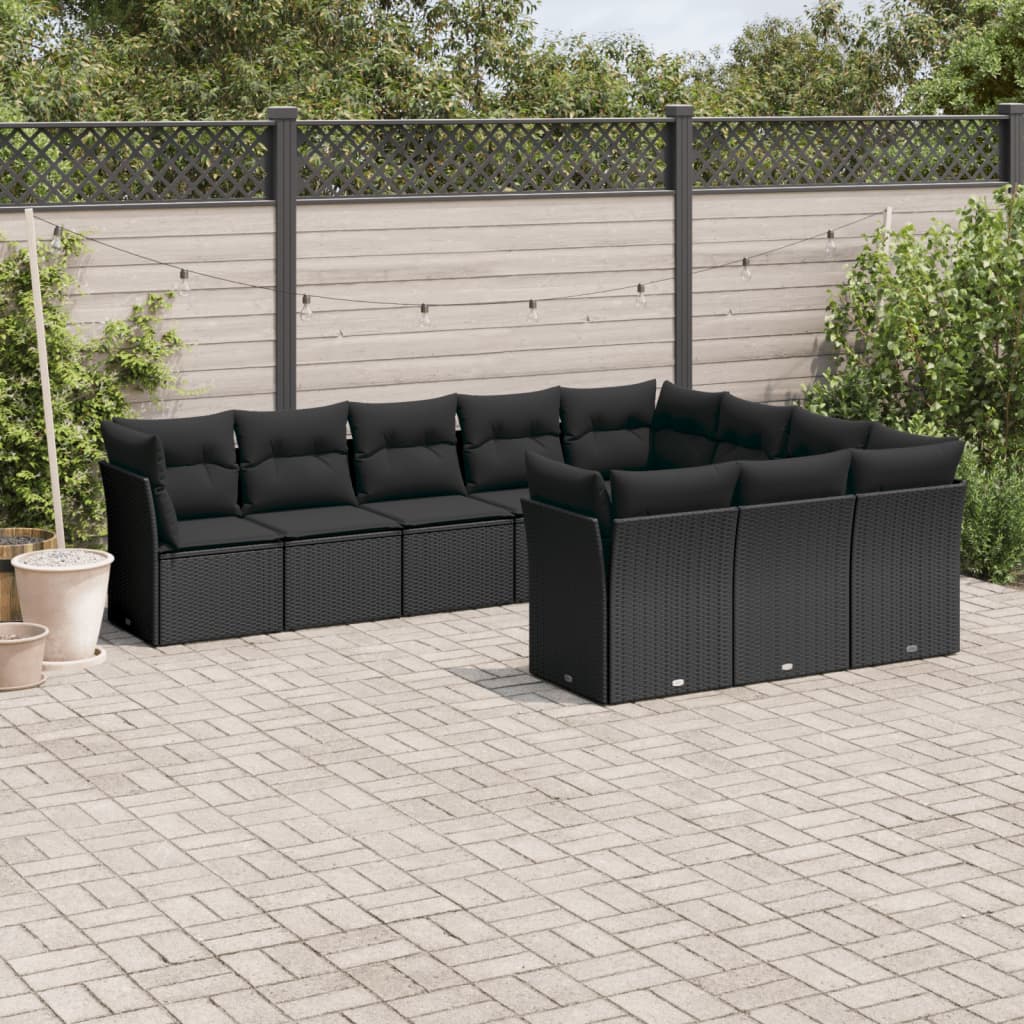 Set Divani da Giardino 10pz con Cuscini in Polyrattan Nerocod mxl 89381