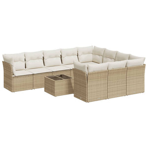 Set Divani da Giardino 11 pz con Cuscini Beige in Polyrattancod mxl 115804