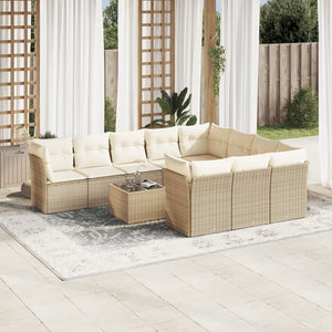 Set Divani da Giardino 11 pz con Cuscini Beige in Polyrattancod mxl 115804