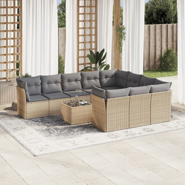 Set Divani da Giardino 11 pz con Cuscini Beige in Polyrattancod mxl 89993