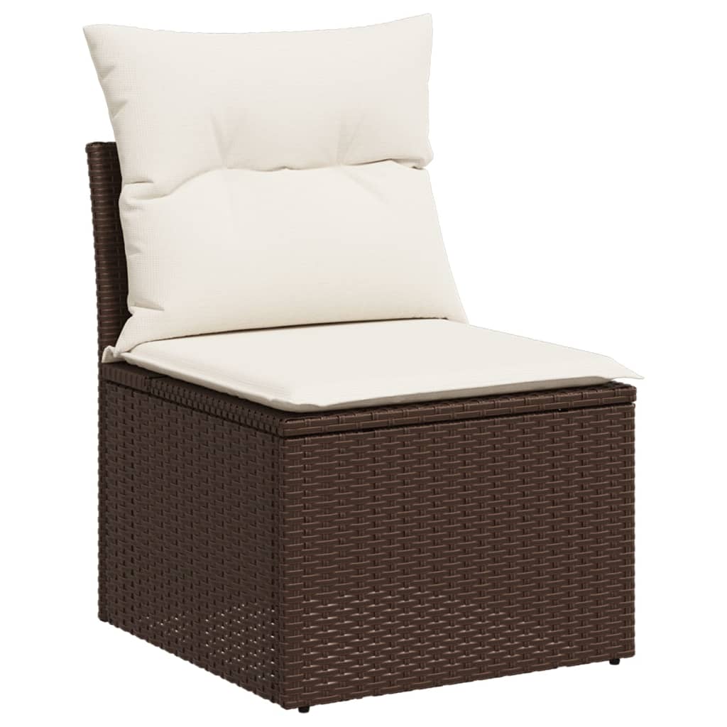 Set Divani da Giardino 10pz con Cuscini in Polyrattan Marronecod mxl 90372