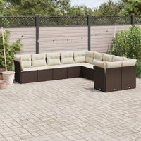 Set Divani da Giardino 10pz con Cuscini in Polyrattan Marronecod mxl 90372