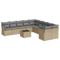 Set Divani da Giardino 11 pz con Cuscini Beige in Polyrattan 3218249