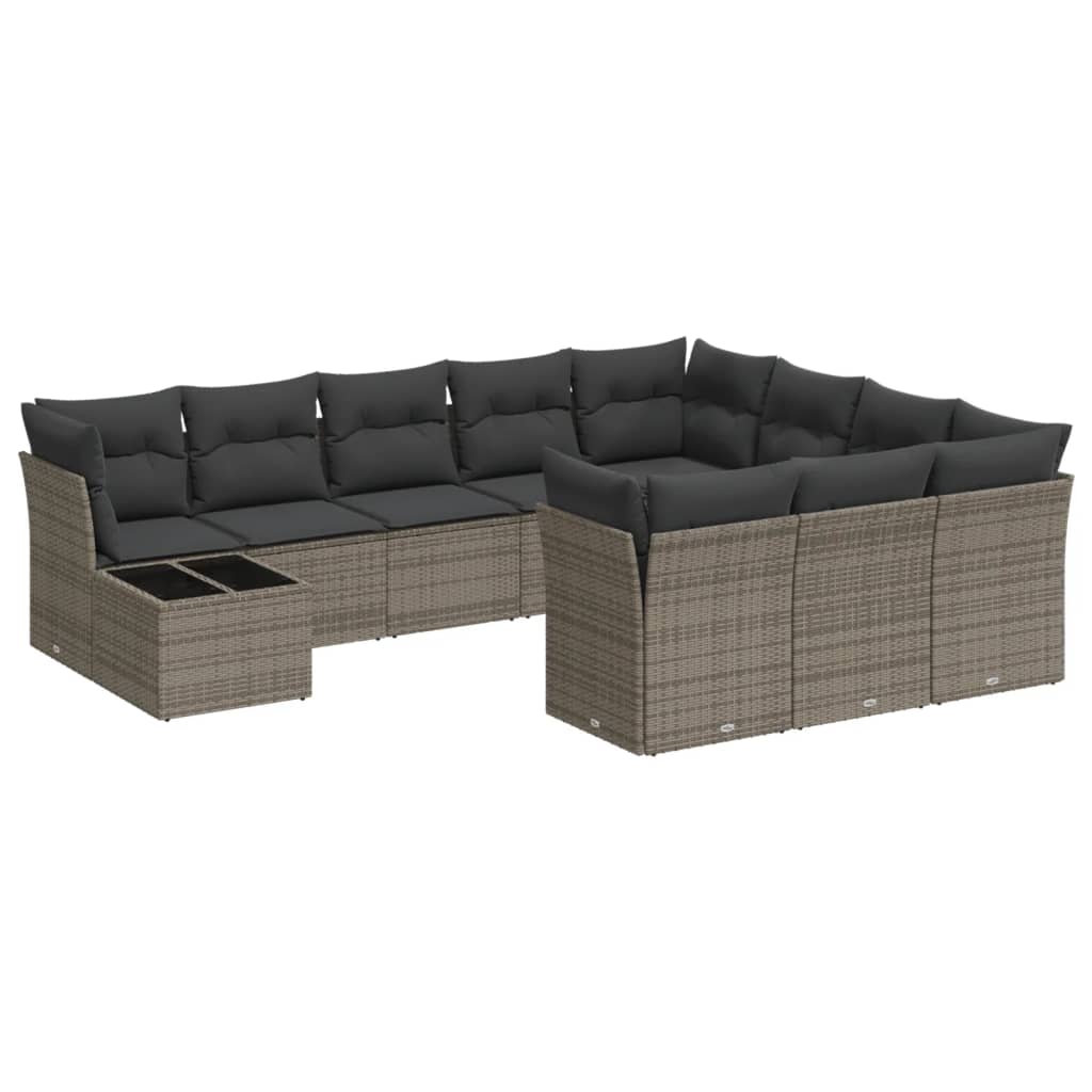 Set Divani da Giardino 11 pz con Cuscini in Polyrattan Grigio 3218260