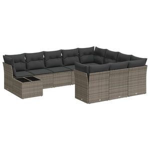 Set Divani da Giardino 11 pz con Cuscini in Polyrattan Grigiocod mxl 89518