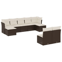 Set Divani da Giardino 9pz con Cuscini Marrone in Polyrattan 3218273