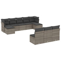 Set Divano da Giardino 10 pz con Cuscini Grigio in Polyrattan 3218290