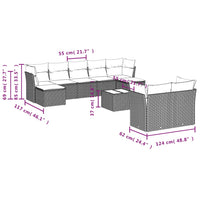 Set Divano da Giardino 10 pz con Cuscini Grigio in Polyrattan 3218320