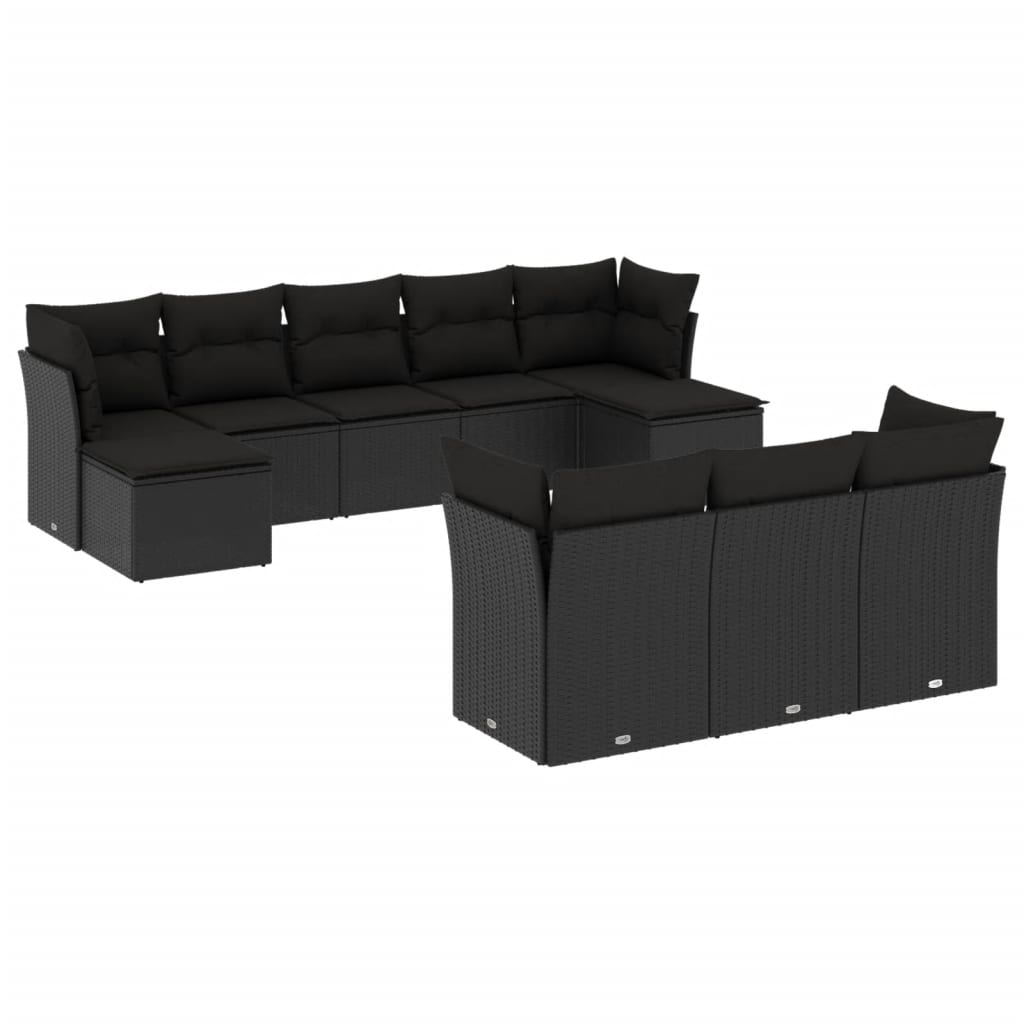 Set Divani da Giardino 10pz con Cuscini in Polyrattan Nerocod mxl 91497