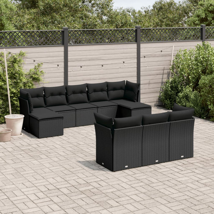 Set Divani da Giardino 10pz con Cuscini in Polyrattan Nerocod mxl 91497