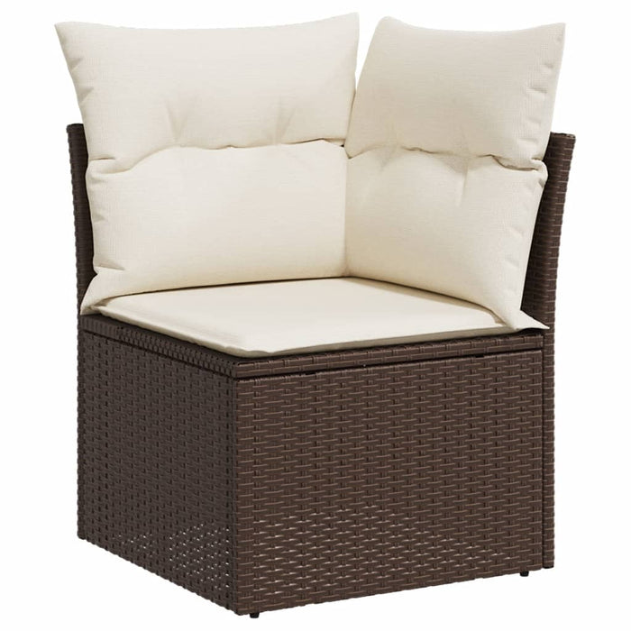 Set Divani da Giardino 10pz con Cuscini in Polyrattan Marrone 3218333