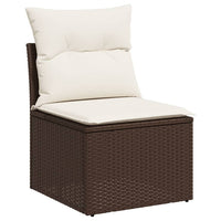 Set Divani da Giardino 10pz con Cuscini in Polyrattan Marrone 3218333