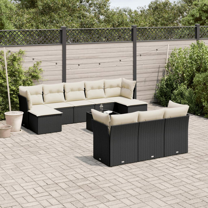 Set Divani da Giardino 11 pz con Cuscini in Polyrattan Nero 3218336