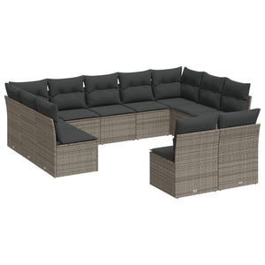 Set Divani da Giardino 11 pz con Cuscini in Polyrattan Grigiocod mxl 89514