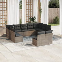 Set Divani da Giardino 11 pz con Cuscini in Polyrattan Grigio 3218350