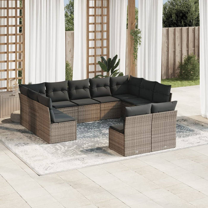 Set Divani da Giardino 11 pz con Cuscini in Polyrattan Grigiocod mxl 89514