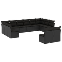 Set Divani da Giardino 12 pz con Cuscini Nero in Polyrattancod mxl 89520