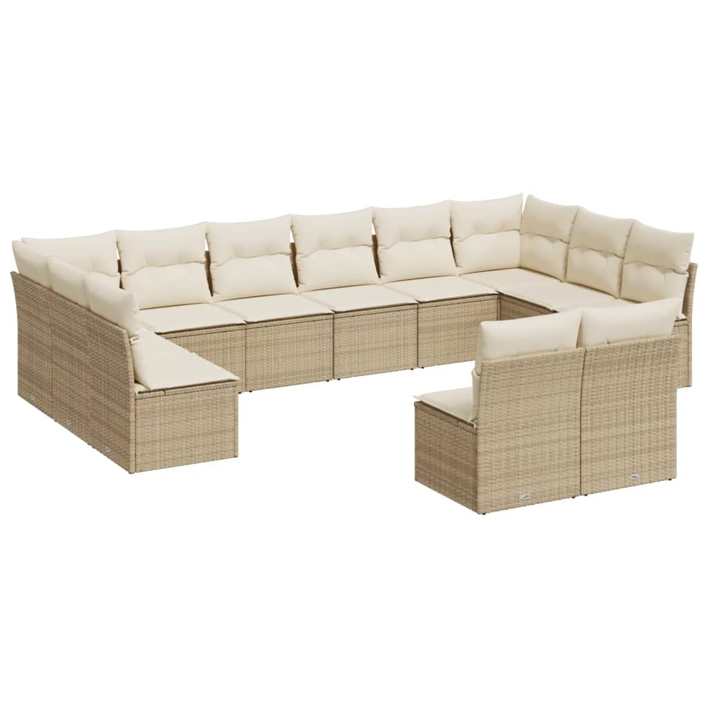 Set Divani da Giardino 12 pz con Cuscini Beige in Polyrattan 3218368