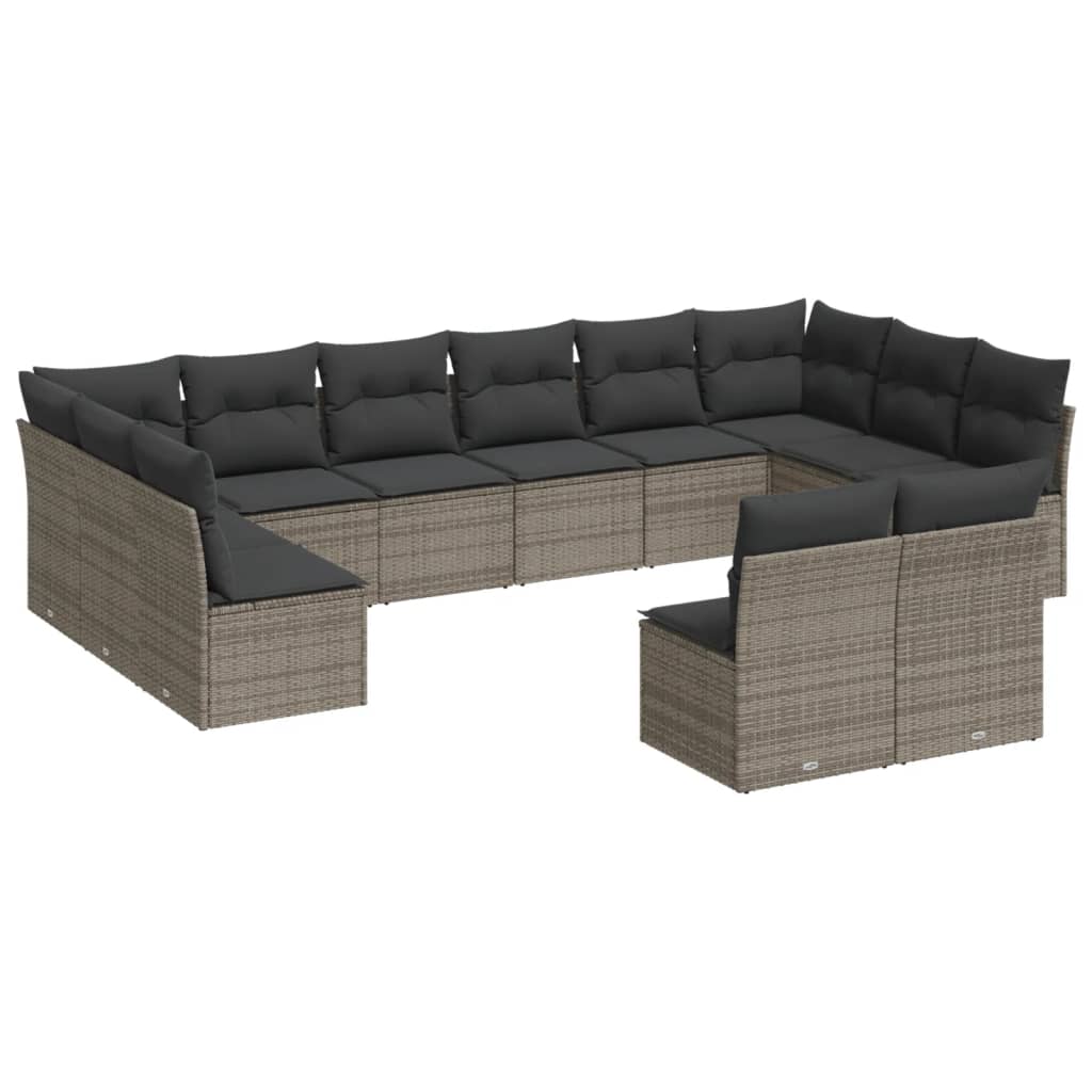 Set Divani da Giardino 12 pz con Cuscini Grigio in Polyrattan 3218370