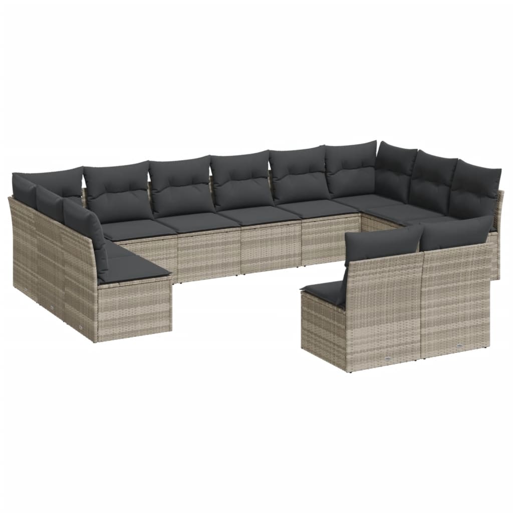 Set Divano Giardino 12 pz con Cuscini Grigio Chiaro Polyrattan 3218372