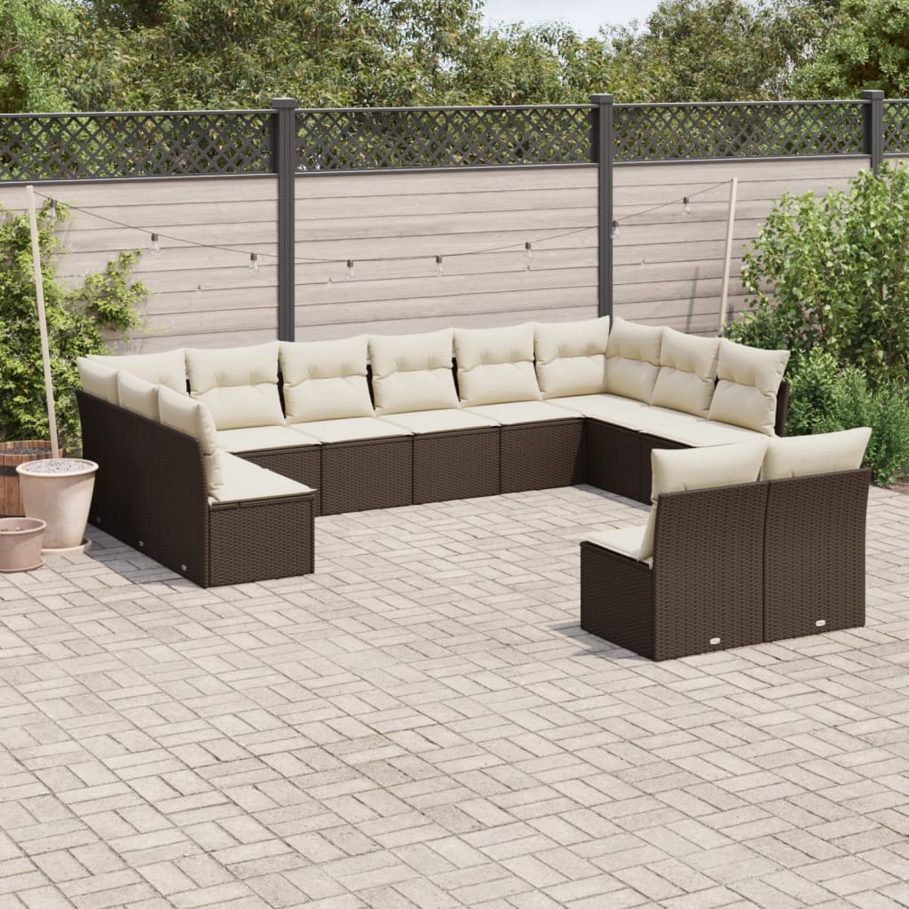 Set Divani da Giardino 12 pz con Cuscini Marrone in Polyrattan 3218373