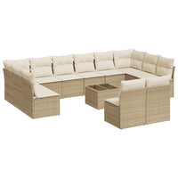 Set Divano da Giardino 13 pz con Cuscini Beige in Polyrattan 3218378