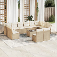 Set Divano da Giardino 13 pz con Cuscini Beige in Polyrattan 3218378