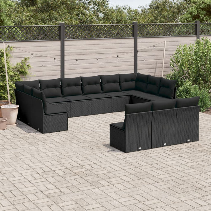 Set Divani da Giardino 13pz con Cuscini Nero in Polyrattancod mxl 113359