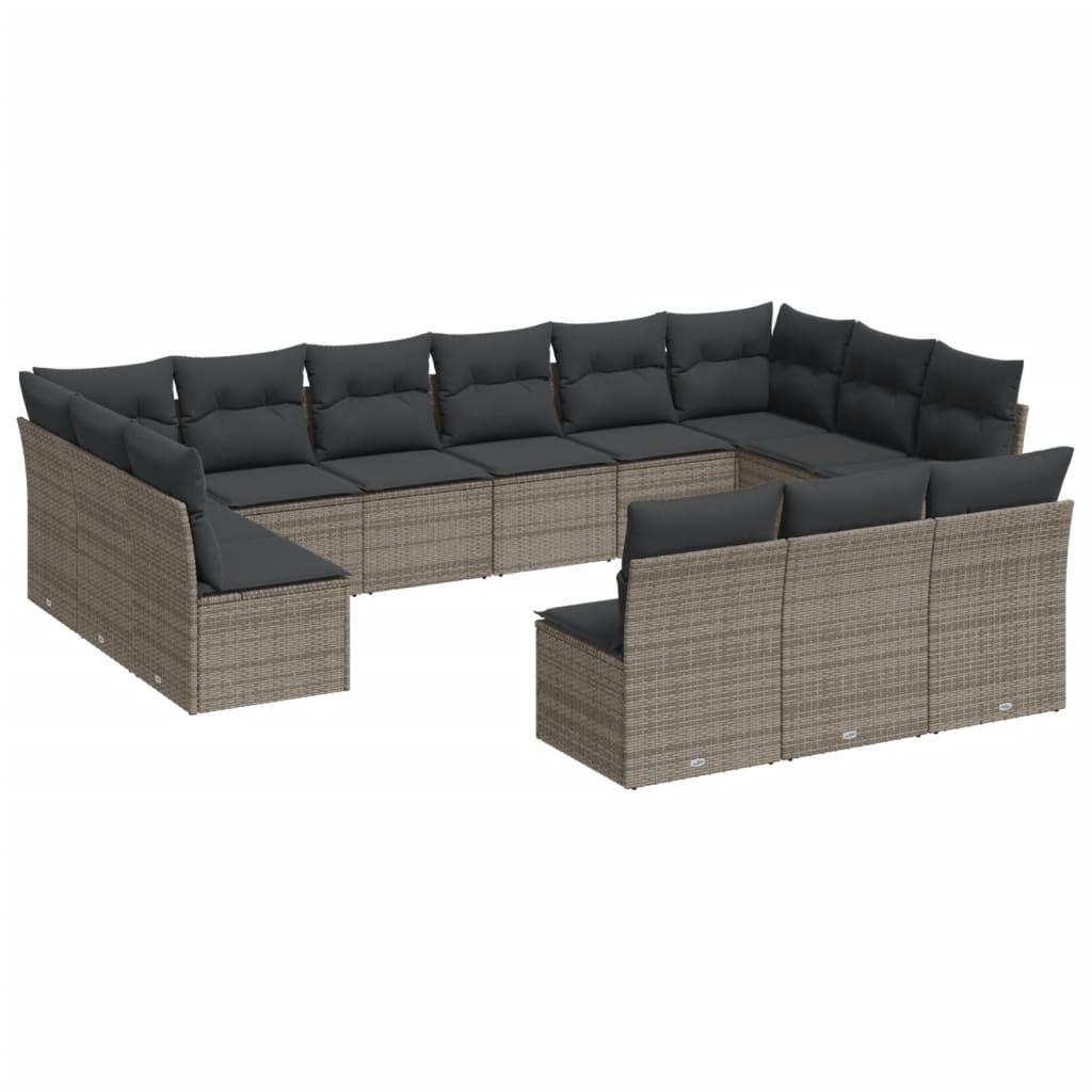 Set Divani da Giardino 13 pz con Cuscini Grigio in Polyrattancod mxl 87551