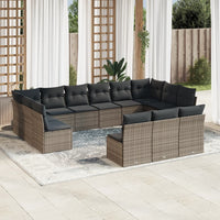 Set Divani da Giardino 13 pz con Cuscini Grigio in Polyrattan 3218390