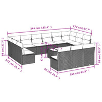 Set Divani da Giardino 14pz con Cuscini in Polyrattan 3218402