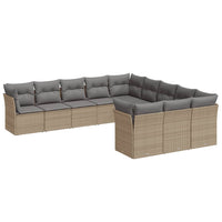 Set Divani da Giardino 11 pz con Cuscini Beige in Polyrattan 3218409