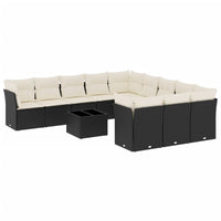 Set Divani da Giardino 12 pz con Cuscini Nero in Polyrattan 3218416