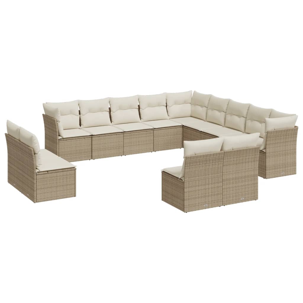 Set Divani da Giardino 12 pz con Cuscini Beige in Polyrattan 3218418