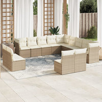 Set Divani da Giardino 12 pz con Cuscini Beige in Polyrattan 3218418