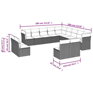 Set Divani da Giardino 12 pz con Cuscini Grigio in Polyrattancod mxl 115403