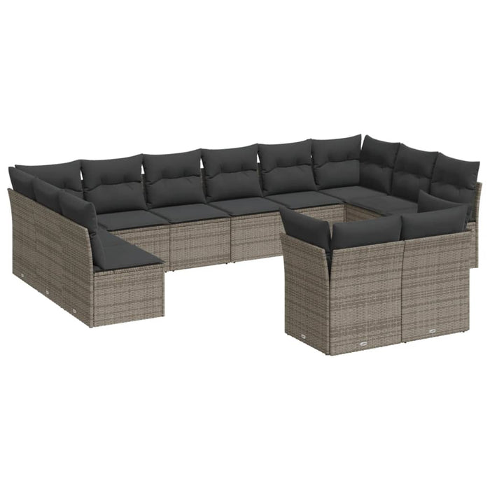 Set Divani da Giardino 12 pz con Cuscini Grigio in Polyrattan 3218430