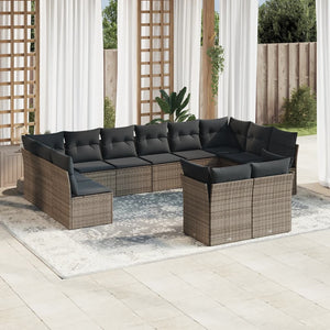 Set Divani da Giardino 12 pz con Cuscini Grigio in Polyrattan 3218430