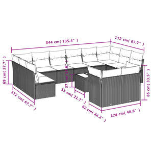 Set Divano da Giardino 13 pz con Cuscini Beige in Polyrattan 3218438