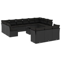 Set Divani da Giardino 14pz con Cuscini in Polyrattan Nero 3218455