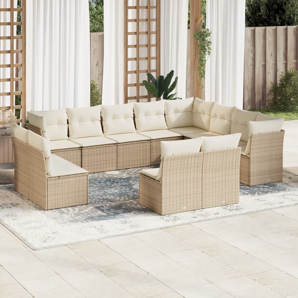 Set Divani da Giardino 12 pz con Cuscini Beige in Polyrattancod mxl 87547