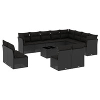 Set Divani da Giardino 13pz con Cuscini Nero in Polyrattan 3218475