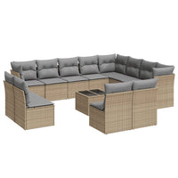 Set Divano da Giardino 13 pz con Cuscini Beige in Polyrattan 3218479