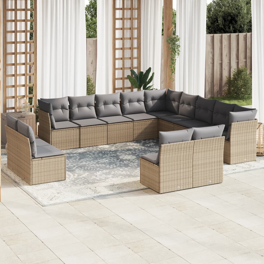 Set Divano da Giardino 13 pz con Cuscini Beige in Polyrattancod mxl 88832