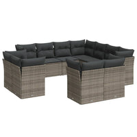 Set Divani da Giardino 11 pz con Cuscini in Polyrattan Grigio 3218510