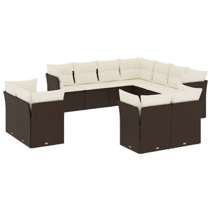 Set Divani da Giardino 11 pz con Cuscini Polyrattan Marronecod mxl 87554