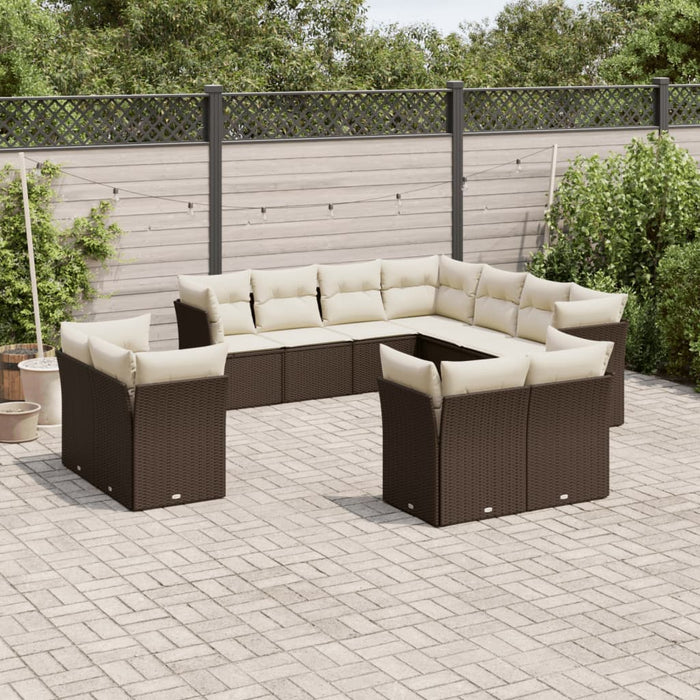 Set Divani da Giardino 11 pz con Cuscini Polyrattan Marronecod mxl 87554