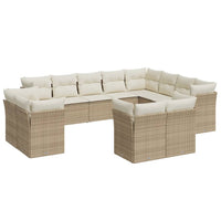 Set Divani da Giardino 12 pz con Cuscini Beige in Polyrattan 3218528