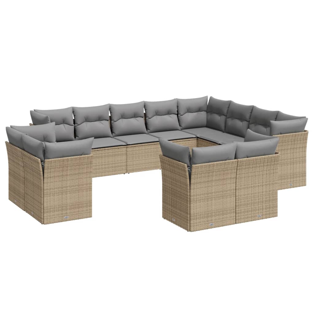 Set Divani da Giardino 12 pz con Cuscini Beige in Polyrattan 3218529